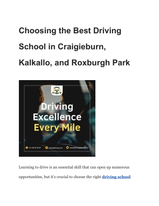 Choosing the Best Driving School in Craigieburn, Kalkallo, and Roxburgh Park