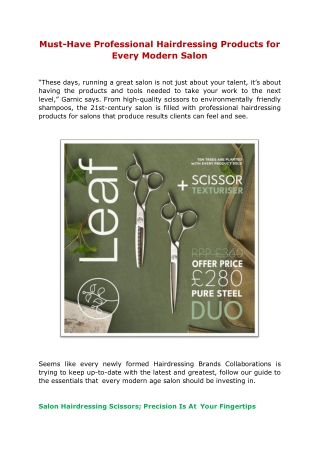 Must-Have Professional Hairdressing Products for Every Modern Salon