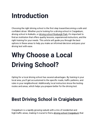 Why Choose a Local Driving School_
