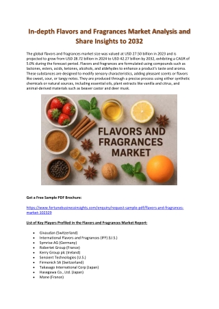 Flavors and Fragrances Market Growth, Size & Forecast Report 2032