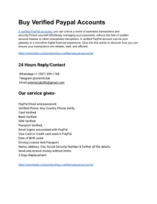 Buy Verified PayPal Accounts for Sale - Secure and Reliable.