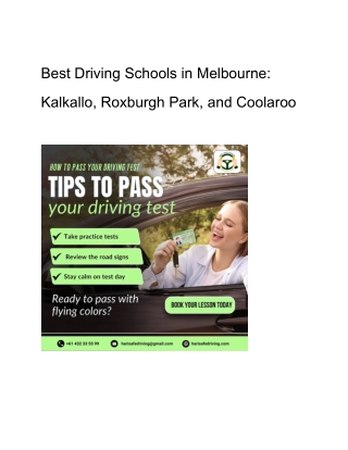 Best Driving Schools in Melbourne_ Kalkallo, Roxburgh Park, and Coolaroo