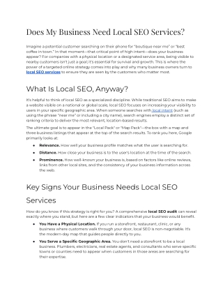 Does My Business Need Local SEO Services