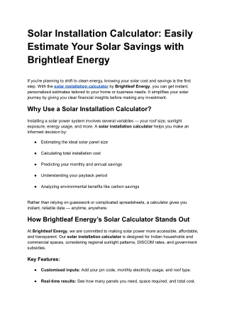 Solar Installation Calculator_ Easily Estimate Your Solar Savings with Brightleaf Energy