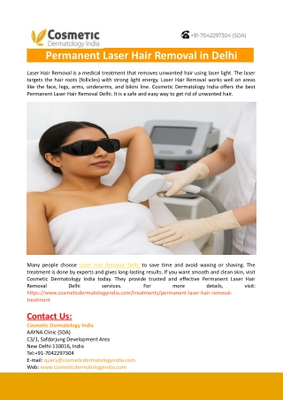 Permanent Laser Hair Removal Delhi- Cosmetic Dermatology India