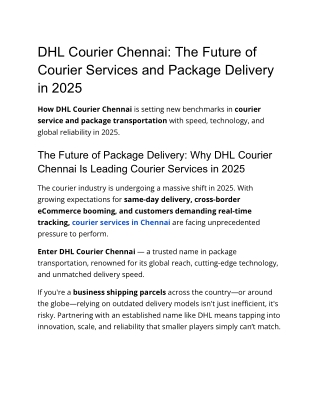 DHL Courier Chennai_ The Future of Courier Services and Package Delivery in 2025