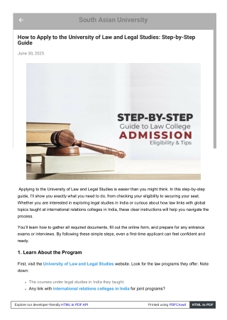 How to Apply to the University of Law and Legal Studies Step-by-Step Guide