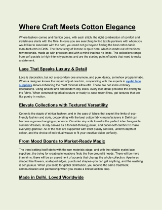 Where Craft Meets Cotton Elegance