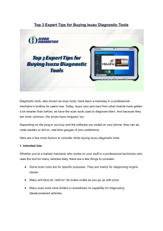 Top 3 Expert Tips for Buying Isuzu Diagnostic Tools