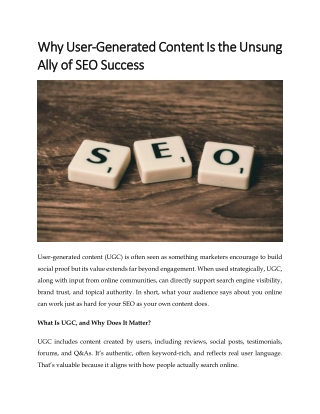 Why User-Generated Content Is the Unsung Ally of SEO Success