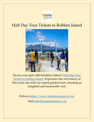 Half Day Tour Tickets to Robben Island
