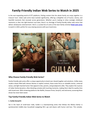 Family Friendly Indian Web Series to Watch - Explore Now