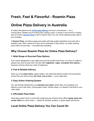 Online Pizza Delivery in Australia