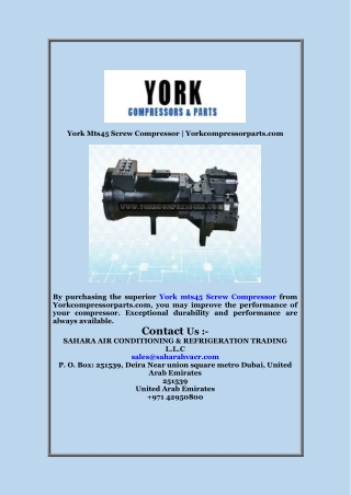 York Mts45 Screw Compressor  Yorkcompressorparts com