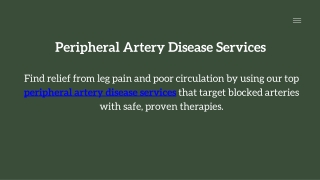 Peripheral Artery Disease Services