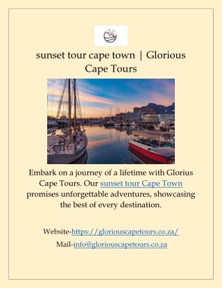 sunset tour cape town | Glorious Cape Tours