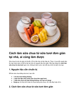 Cách làm sữa chua từ sữa tươi