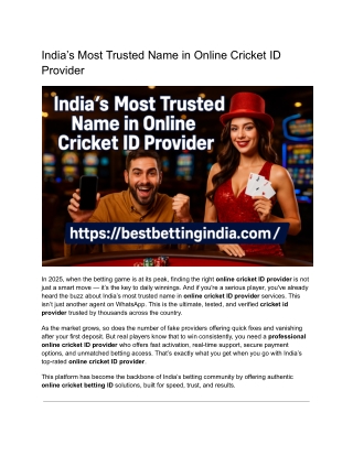 India’s Most Trusted Name in Online Cricket ID Provider