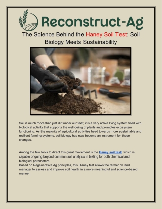 The Science Behind the Haney Soil Test - Soil Biology Meets Sustainability