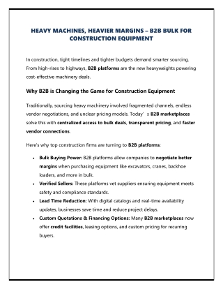 HEAVY MACHINES, HEAVIER MARGINS – B2B BULK FOR CONSTRUCTION EQUIPMENT