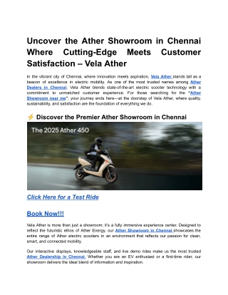 Uncover the Ather Showroom in Chennai Where Cutting-Edge Meets Customer Satisfaction – Vela Ather