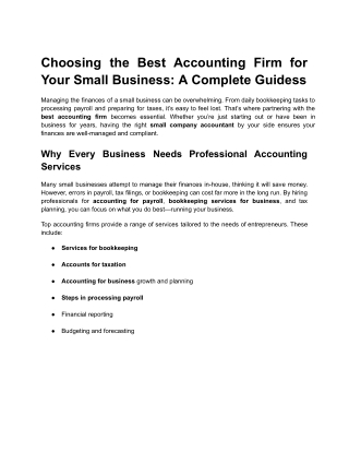 Choosing the Best Accounting Firm for Your Small Business A Complete Guide