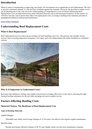 A Comprehensive Look at Factors Influencing Roof Replacement Cost.