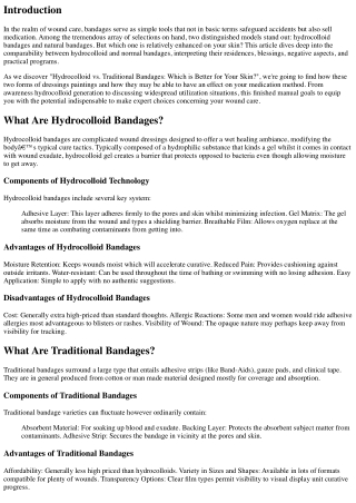 Hydrocolloid vs. Traditional Bandages: Which is Better for Your Skin?