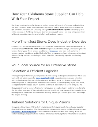 E - How Your Oklahoma Stone Supplier Can Help with Your Project