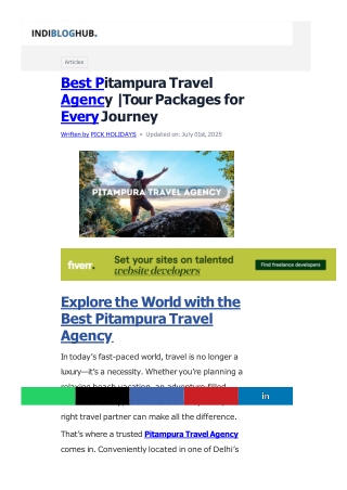 Trusted Pitampura Travel Agency for All Your Travel Needs