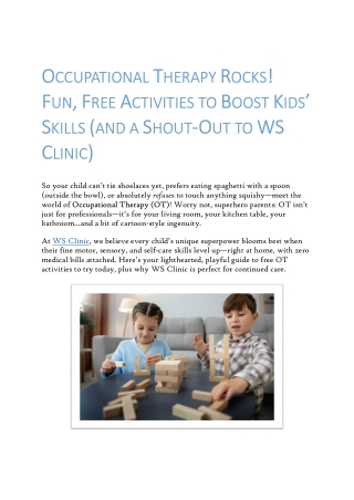 Occupational Therapy Made Fun: Easy At-Home Activities Every Parent Can Try