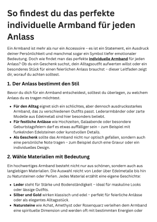 So findest du das perfekte individuelle Armband für jeden Anlass