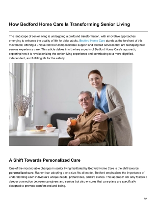 How Bedford Home Care Is Transforming Senior Living