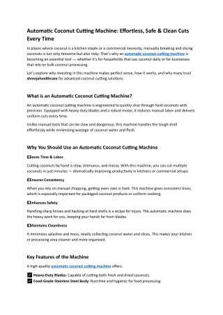 automatic coconut cutting machine