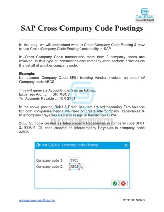 SAP Cross Company Code Postings