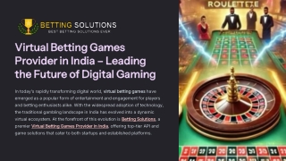 Virtual Betting Games Provider in India – Leading the Future of Digital Gaming