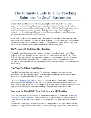 The Ultimate Guide to Time Tracking Solutions for Small Businesses