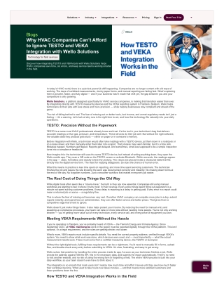 Why HVAC Companies Can’t Afford to Ignore TESTO and VEKA Integration with Wello