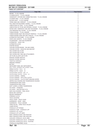 Massey Ferguson MF 364 CF CRAWLER Parts Catalogue Manual Instant Download