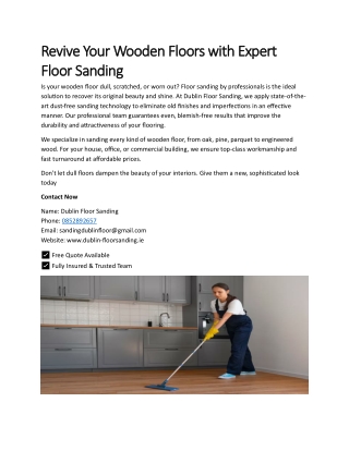 Revive Your Wooden Floors with Expert Floor Sanding
