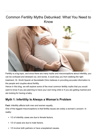 Common Fertility Myths Debunked:What You Need to Know