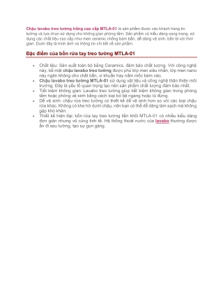 Lavabo Treo Tường Trắng Cao Cấp MTLA-01