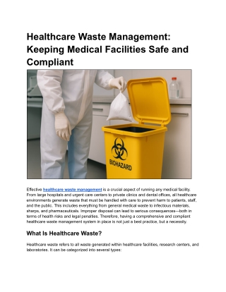 Healthcare Waste Management: Keeping Medical Facilities Safe and Compliant