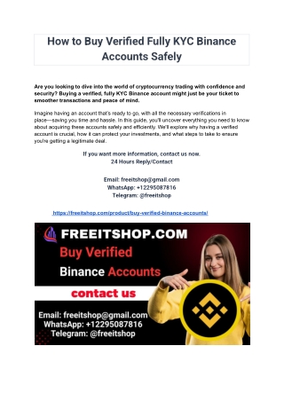 How to Buy Verified Fully KYC Binance Accounts Safely