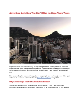 Cape Town Adventures Made Easy with Hop On Hop Off Bus Tours