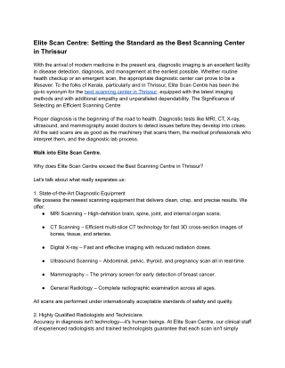 Elite Scan Centre_ Setting the Standard as the Best Scanning Center in Thrissur