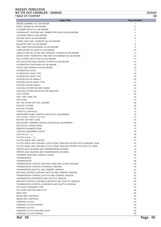 Massey Ferguson MF 376 XCF CRAWLER Parts Catalogue Manual Instant Download