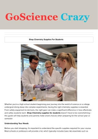 Shop Chemistry Supplies for Students | Go Science Crazy