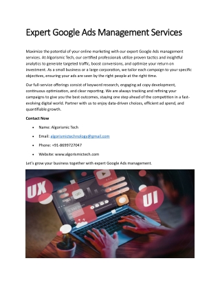Expert Google Ads Management Services