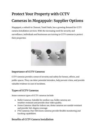 CCTV Camera Suppliers in Mogappair